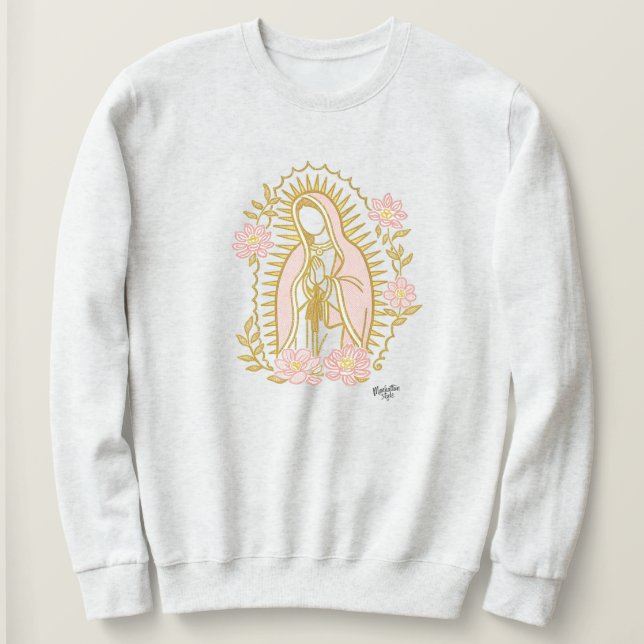 Our Lady of Guadalupe sweatshirt Virgin Mary flora (Design Front)