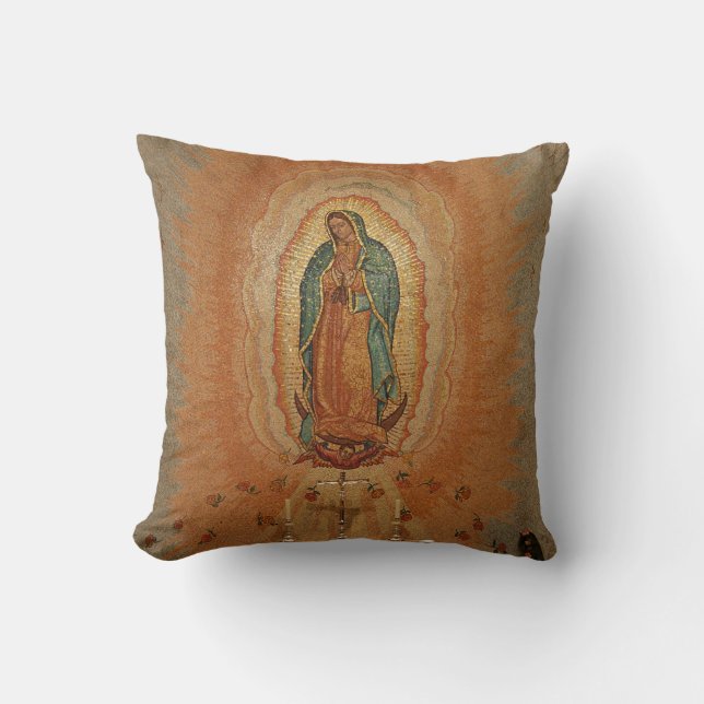 Our Lady of Guadalupe Throw Pillow (Front)