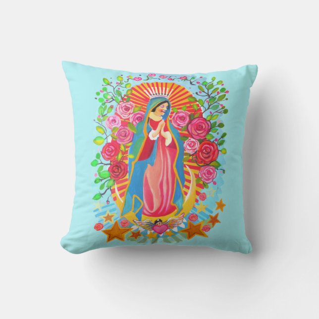 Our Lady of Guadalupe Throw Pillow (Front)