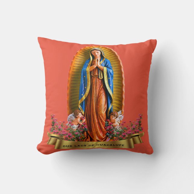 Our Lady of Guadalupe Throw Pillow (Front)