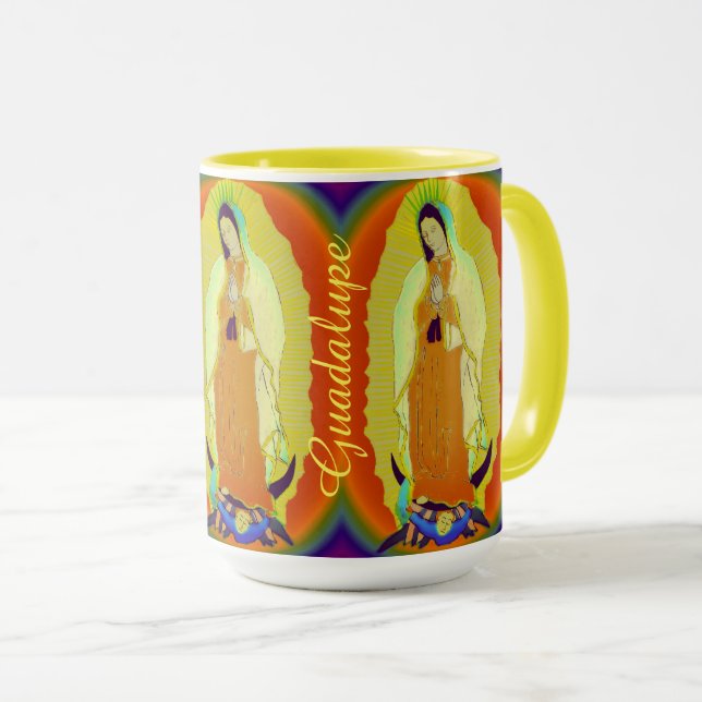 our lady of guadalupe Two-Tone coffee mug (Front Right)