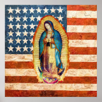 Our Lady of Guadalupe & USA United States Flag