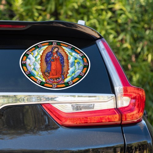 Our Lady of Guadalupe Vibrant Color Stained Glass  Sticker