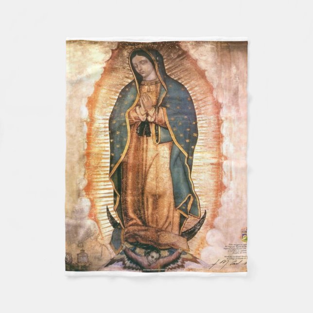 Our Lady Of Guadalupe Vintage Fleece Blanket (Front)