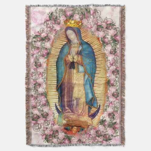 Our Lady of Guadalupe Virgin Mary 203 Throw Blanket