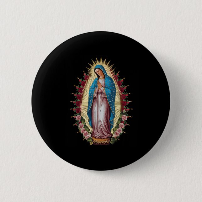 Our Lady Of Guadalupe Virgin Mary  Button (Front)
