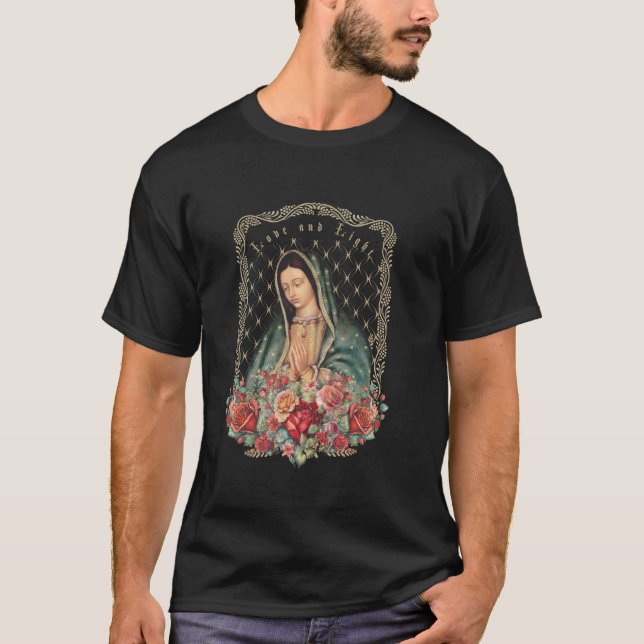 Our Lady of Guadalupe Virgin Mary Catholic Saint T T-Shirt (Front)