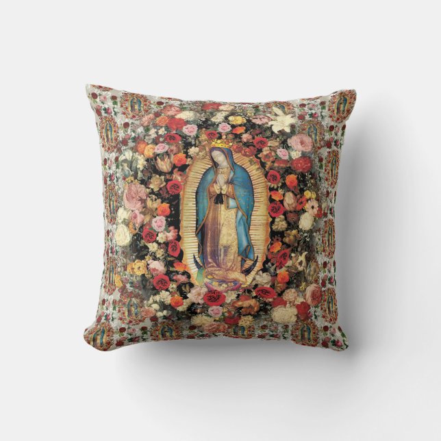 Our Lady of Guadalupe Virgin Mary Catholic Saint  Throw Pillow (Front)