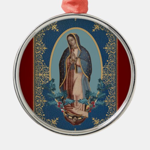 Our Lady of Guadalupe Virgin Mary Feliz Navidad Metal Ornament