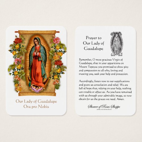 Our Lady of Guadalupe Virgin Mary Prayer Holy Card