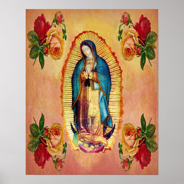 Our Lady of Guadalupe Virgin Mary rose corner  Poster (Front)