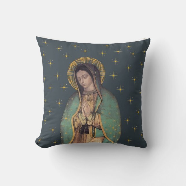 Our Lady of Guadalupe  Virgin Mary Throw Pillow  (Front)