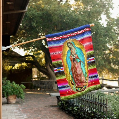 Our Lady of Guadalupe Virgin Mary Zarape Catholic  House Flag