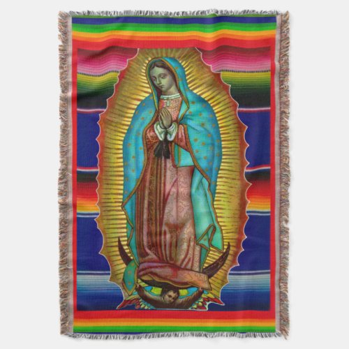 Our Lady of Guadalupe zarape 205 Throw Blanket