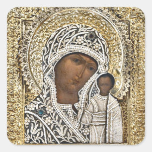 Our Lady of Kazan Orthodox Christian Icon Square Sticker