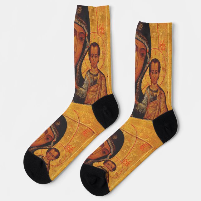 Our Lady of Kazan Orthodox Icon Socks (Left)