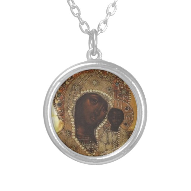 Our Lady of Kazan Silver Plated Necklace (Front)