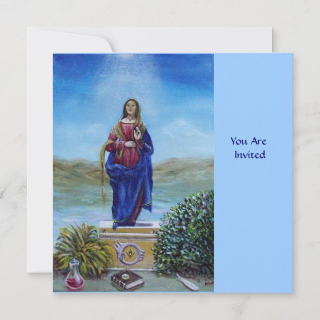 OUR LADY OF LIGHT blue red green brown Invitation (Front)