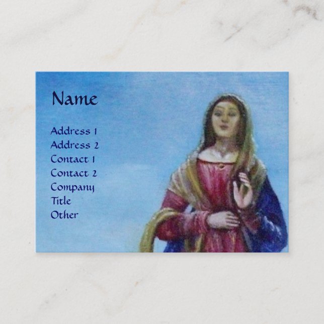 OUR LADY OF LIGHT blue white green red purple Business Card (Front)