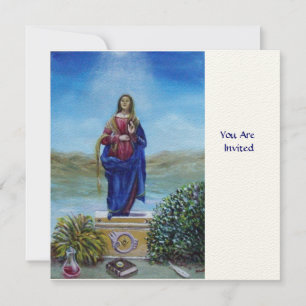 OUR LADY OF LIGHT, felt cream Invitation
