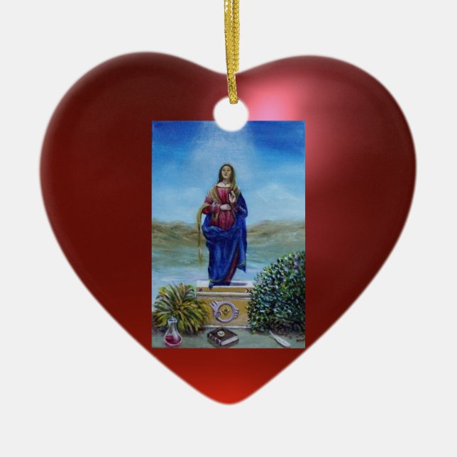 OUR LADY OF LIGHT Madonna of Immaculate Conception Ceramic Ornament (Front)