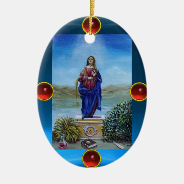 OUR LADY OF LIGHT Madonna of Immaculate Conception Ceramic Ornament (Front)