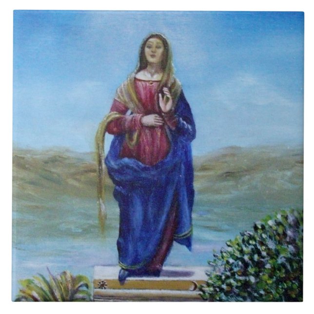 OUR LADY OF LIGHT Madonna of Immaculate Conception Ceramic Tile (Front)