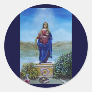 OUR LADY OF LIGHT Madonna of Immaculate Conception Classic Round Sticker