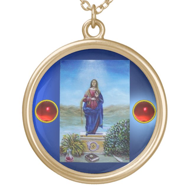 OUR LADY OF LIGHT Madonna of Immaculate Conception Gold Plated Necklace (Front)