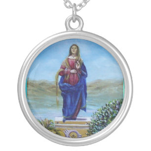 OUR LADY OF LIGHT Madonna of Immaculate Conception Silver Plated Necklace
