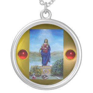 OUR LADY OF LIGHT Madonna of Immaculate Conception Silver Plated Necklace