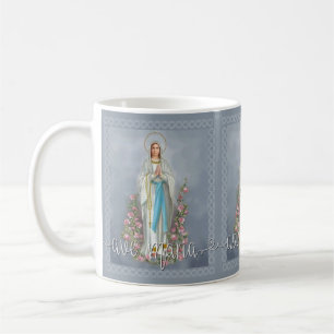 Our Lady of Lourdes Ave Maria Virgin Mary Script Coffee Mug