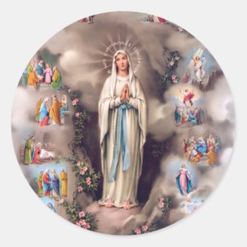 Our Lady Of Lourdes Classic Round Sticker by Xuxario at Zazzle