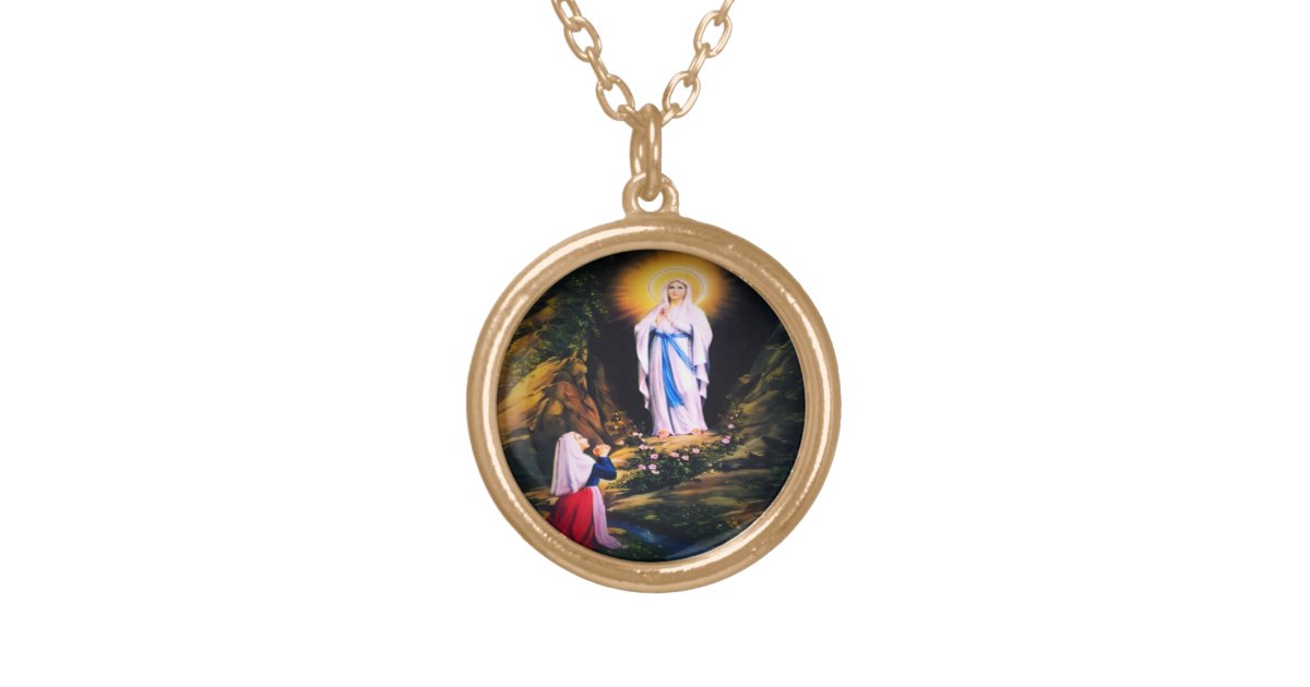 Our Lady of Lourdes Gold Plated Necklace | Zazzle