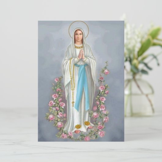 Our Lady of Lourdes Memorare Prayer Card (Standing Front)