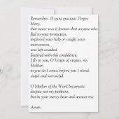 Our Lady of Lourdes Memorare Prayer Card (Back)
