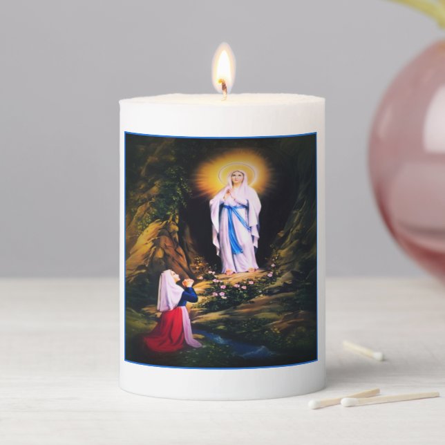 Our Lady of Lourdes Pillar Candle (In Situ)