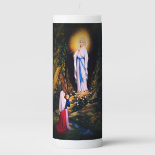Our Lady of Lourdes Pillar Candle