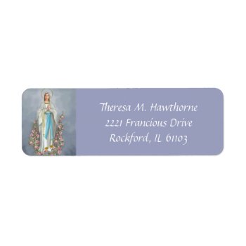 Our Lady Of Lourdes Rosary Virgin Mary Roses Label by ShowerOfRoses at Zazzle