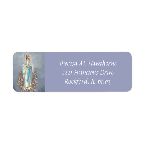 Our Lady of Lourdes Rosary Virgin Mary Roses Label
