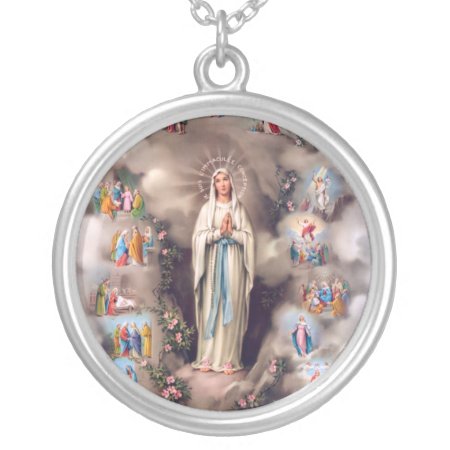 Our Lady Of Lourdes Silver Plated Necklace