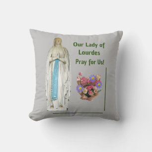 Our Lady of Lourdes Throw Pillow