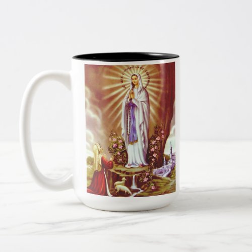 Our Lady of Lourdes Two_Tone Coffee Mug