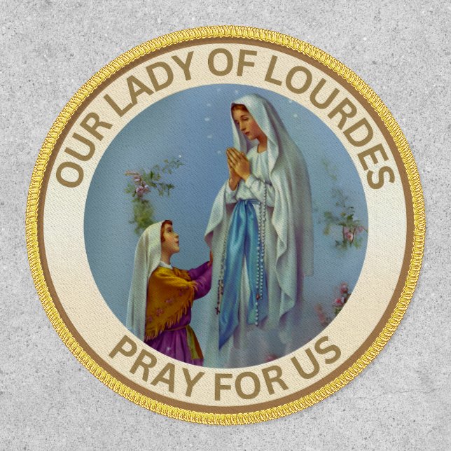Our Lady of Lourdes Virgin Mary Iron-On Patch (Front)