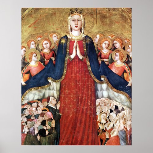 Our Lady of Mercy Virgin Mary Under her Mantle  Poster
