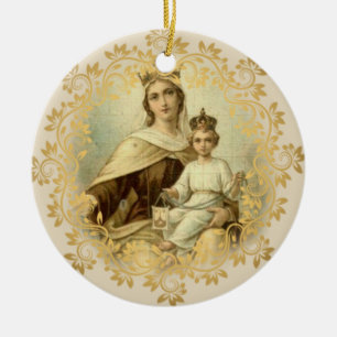 Our Lady of Mount Carmel Baby Jesus Scapular Ceramic Ornament