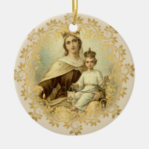 Our Lady of Mount Carmel  Baby Jesus Scapular Ceramic Ornament