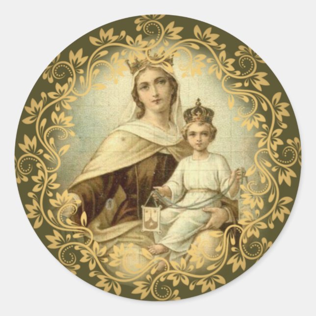 Our Lady of Mount Carmel  Baby Jesus Scapular Classic Round Sticker (Front)