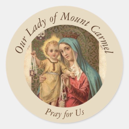 Our Lady of Mount Carmel  Baby Jesus Scapular Classic Round Sticker