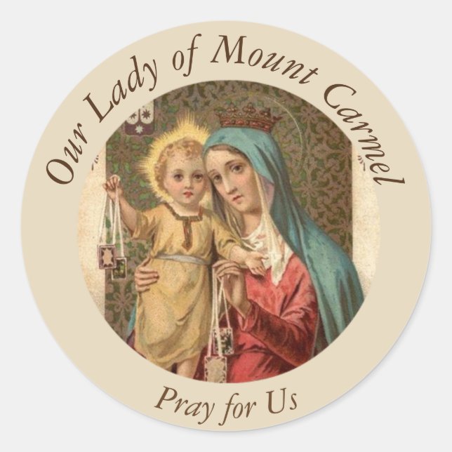 Our Lady of Mount Carmel  Baby Jesus Scapular Classic Round Sticker (Front)